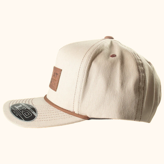 Ariat FlexFit 110 Faux Leather Patch Snapback Cap Khaki side view