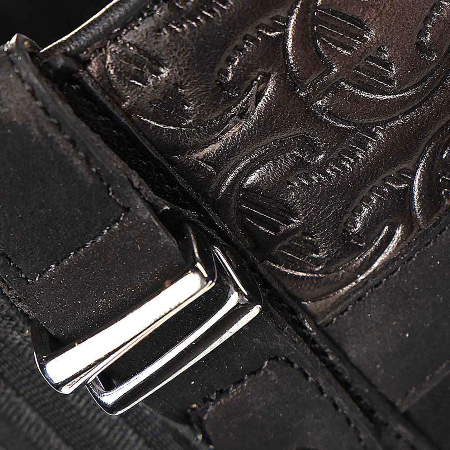 Cuadra Black Stingray Leather Knee High Boots leather view