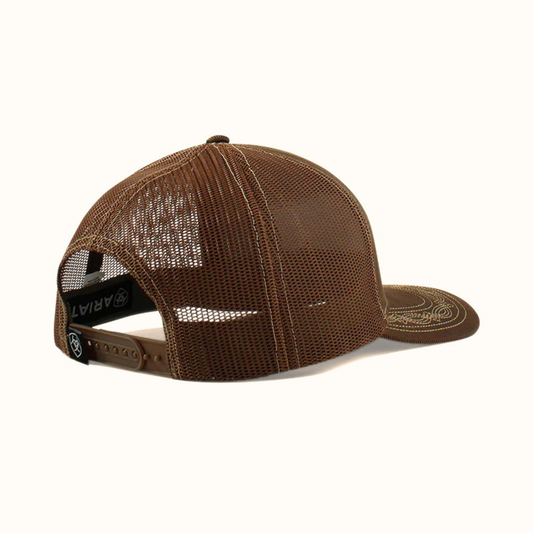 Ariat Vintage Logo Snapback Cap Brown rear closure view
