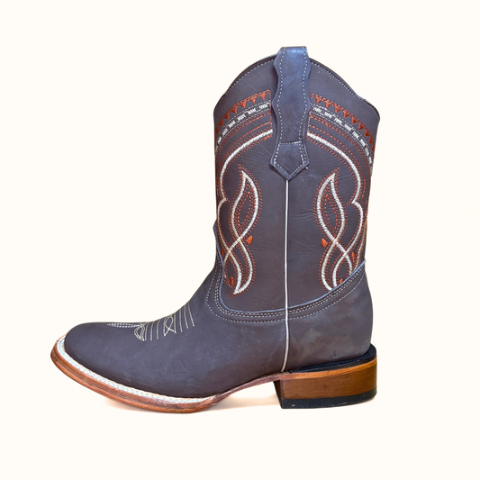Arius Nubuck Cafe Bulldog western boot side view