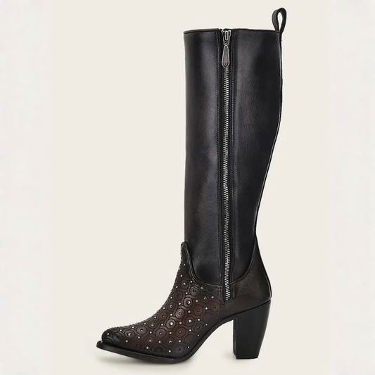 Tall Dark Brown Boot With Crystals