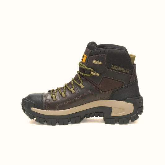Side profile view of CAT Invader Comp Toe Waterproof Hiker Work Boot
