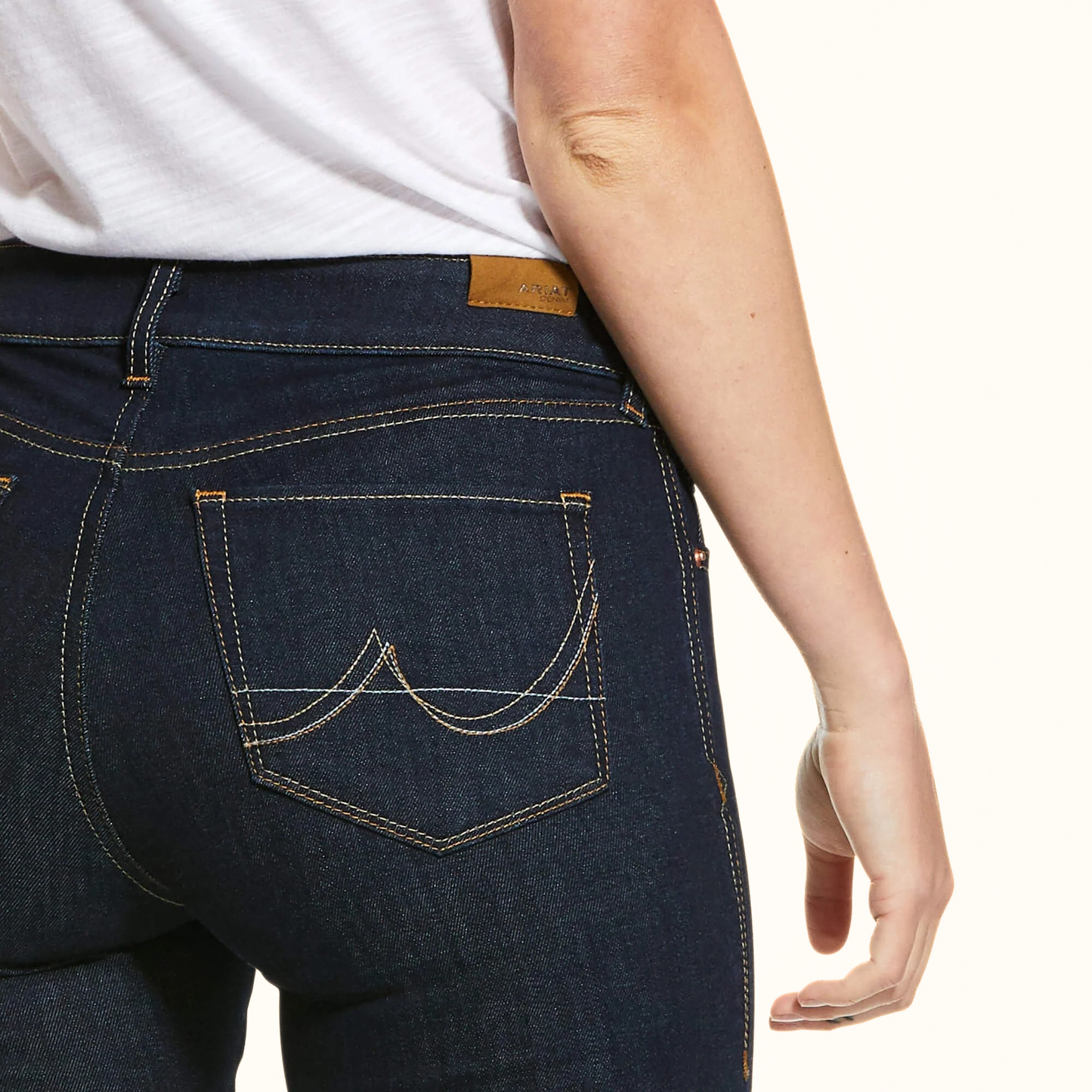 Ariat Women’s Ultra Stretch Perfect Rise Sidewinder Skinny Jean Blue back pocket detail
