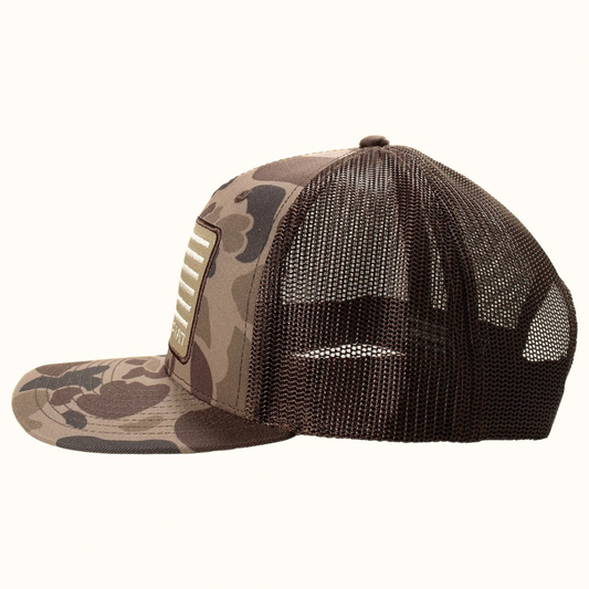 Ariat American Flag Camo Snapback Cap Brown side view