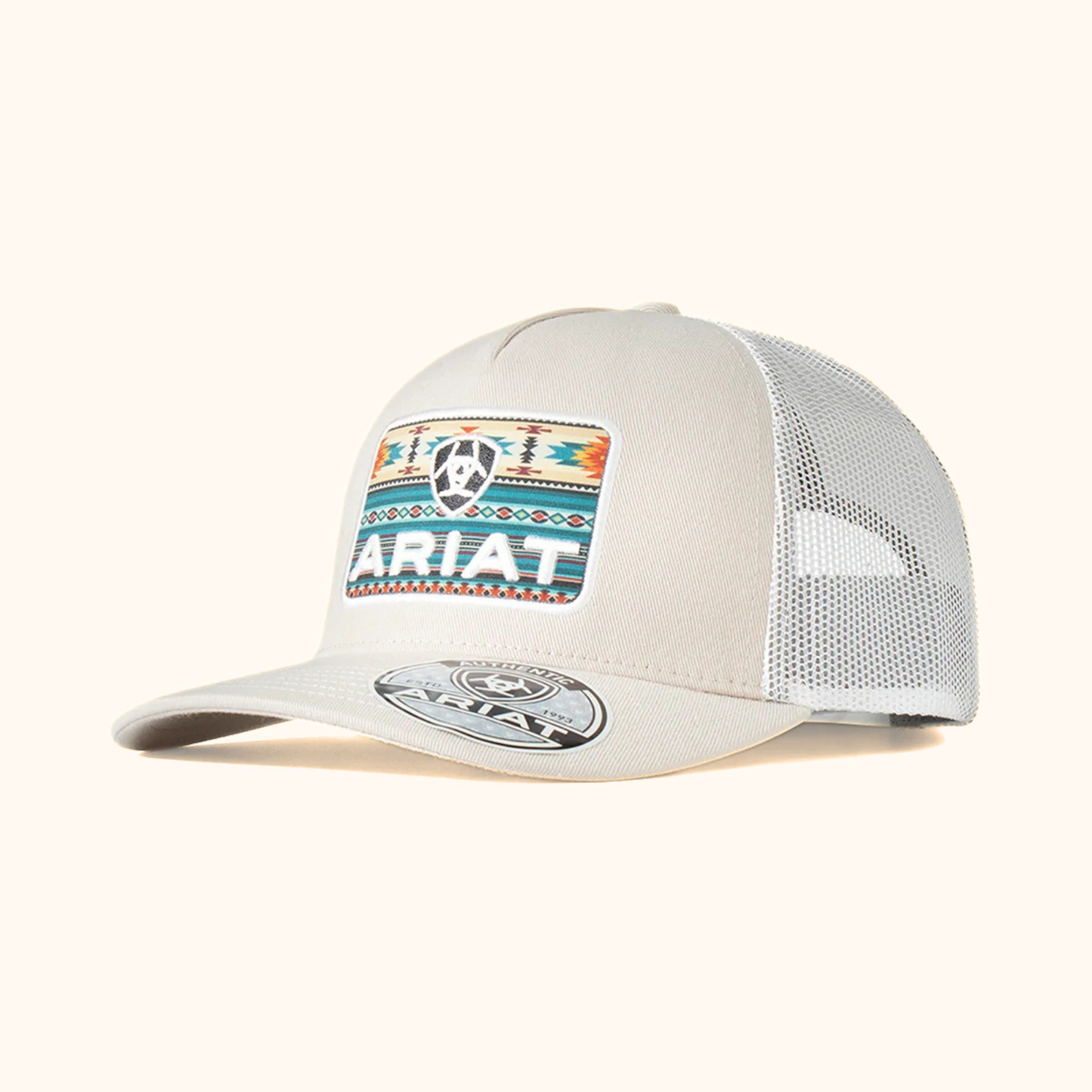 Ariat Boys Southwest Patch Snapback Cap Beige front view