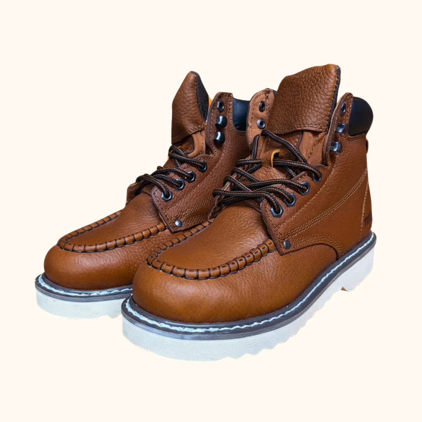Tractor 1011P brown leather work boots pair view