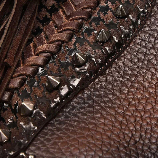 Braided Brown Leather Knee High Boots