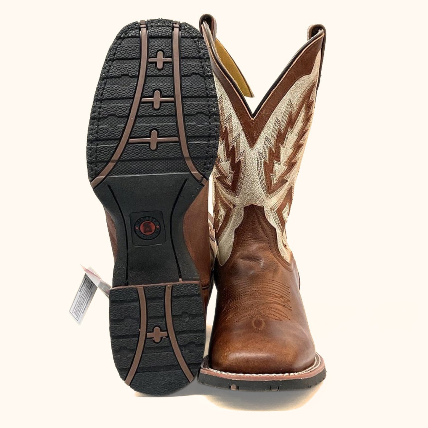 Laredo Koufax Western Boot brown and white leather pair view