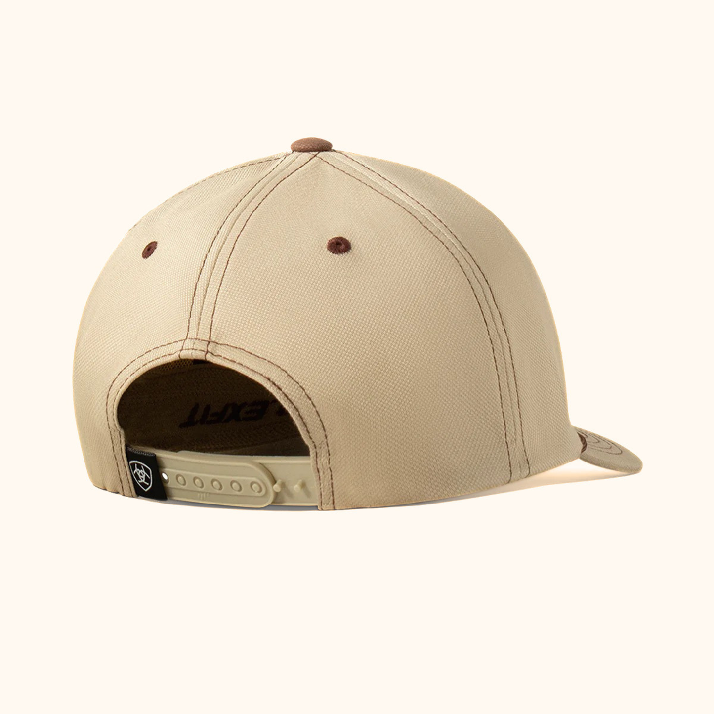 Ariat FlexFit 110 Faux Leather Patch Snapback Cap Khaki rear view