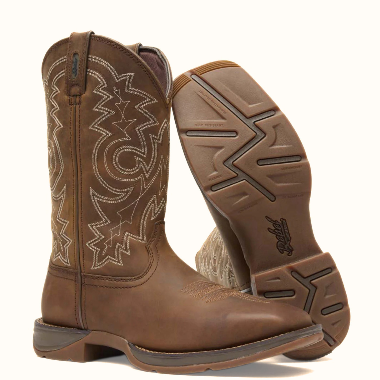 Rebel by Durango steel toe work boot pair display
