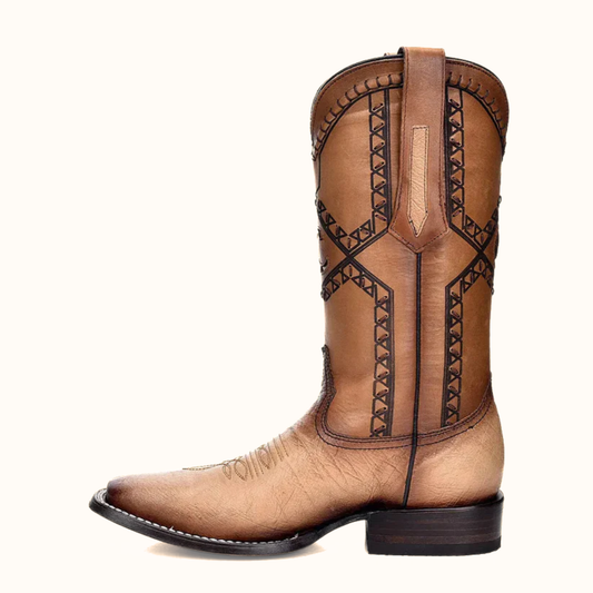 Cuadra Flame Oryx Ostrich Laser & Woven Square Toe Boot side profile