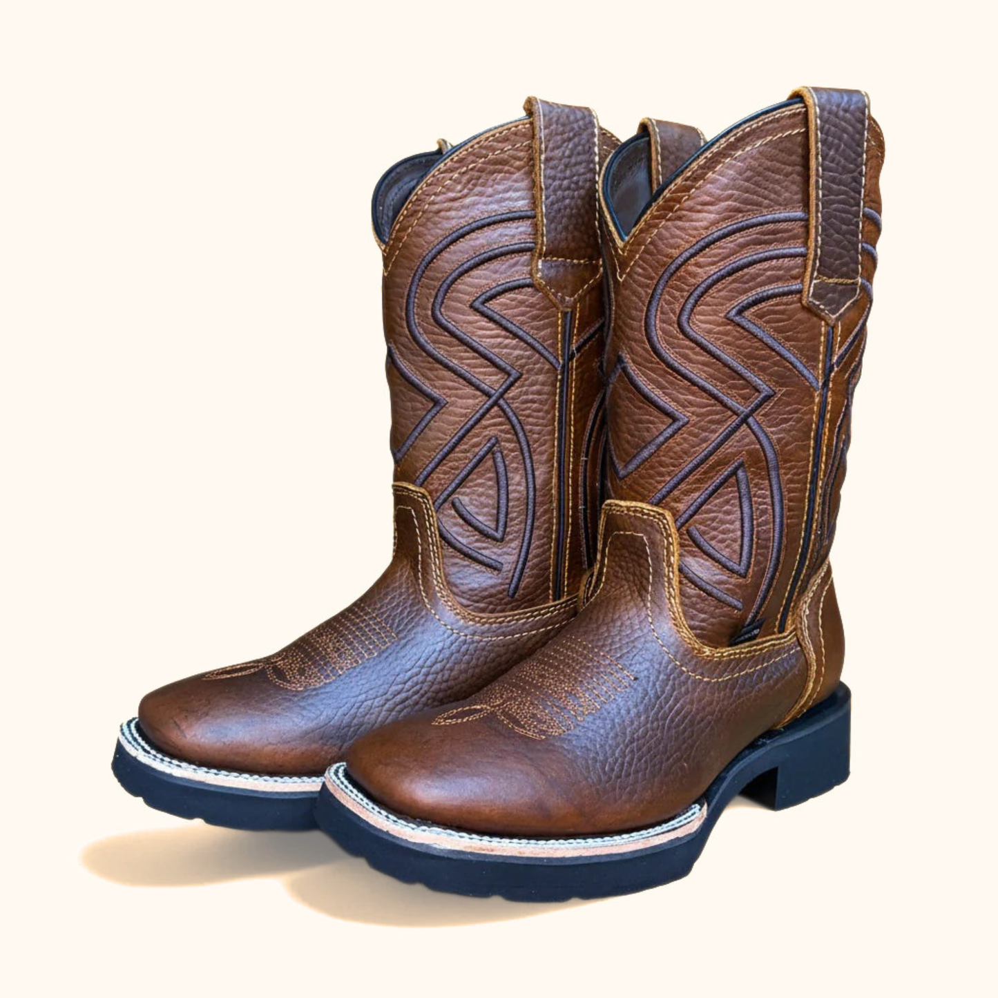 Cerro CT Crazy Ocre western boot pair angled display