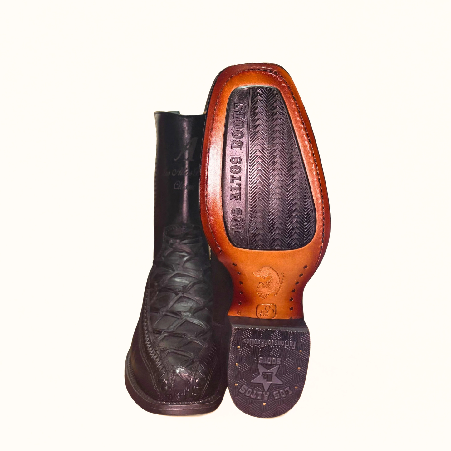 Los Altos Inverted Pirarucu 7X Toe Low Shaft Boot outsole view