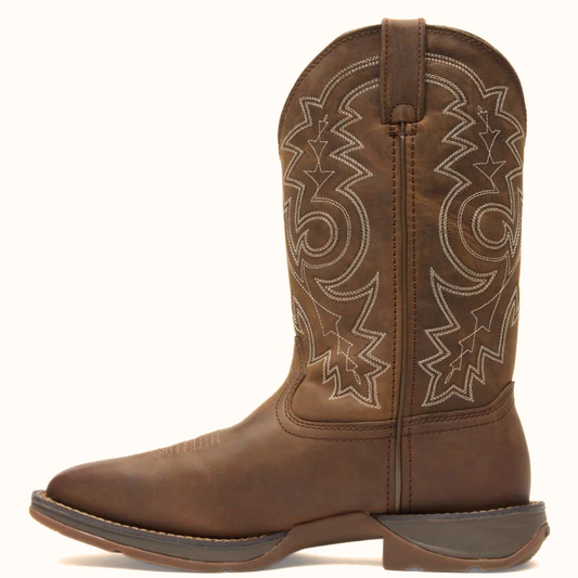 Rebel by Durango steel toe pull-on western boot brown leather side view