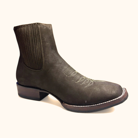 Cerro 1710 Nubuck Cafe Square Toe Botin front angle