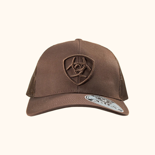Ariat Shield Logo Snapback Cap Brown front view