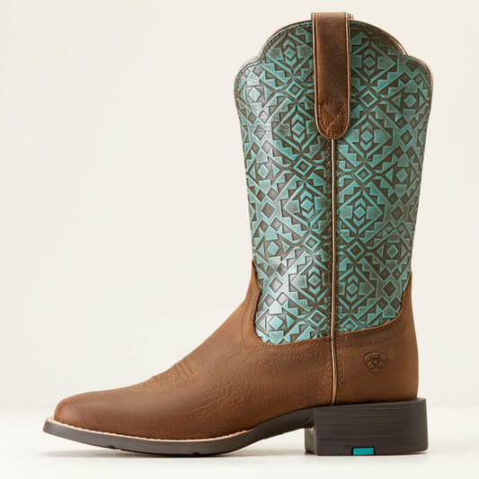 Ariat Round Up Wide Square Toe Western Boot side profile