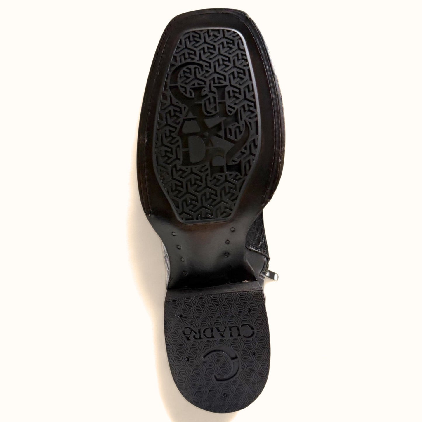 Cuadra Black Caiman Square Toe Chelsea Boots outsole view