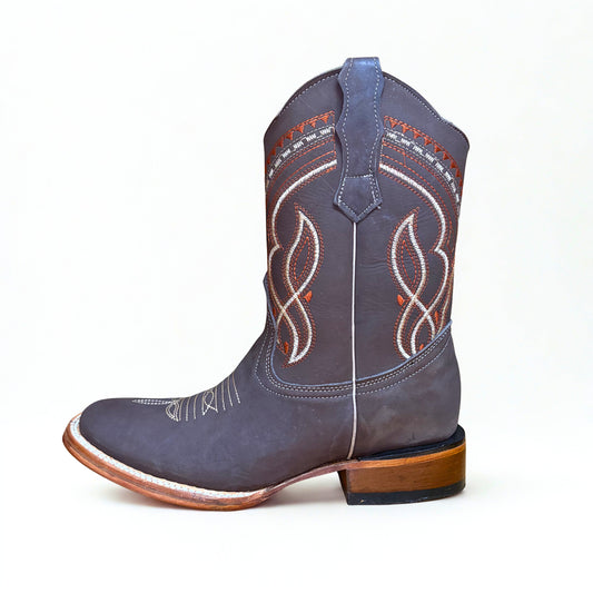 Arius Nubuck Cafe Bulldog western boot side view