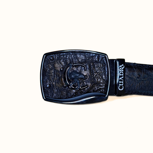 Cuadra Men’s Orix Ostrich Stitching Belt top view showing buckle and strap
