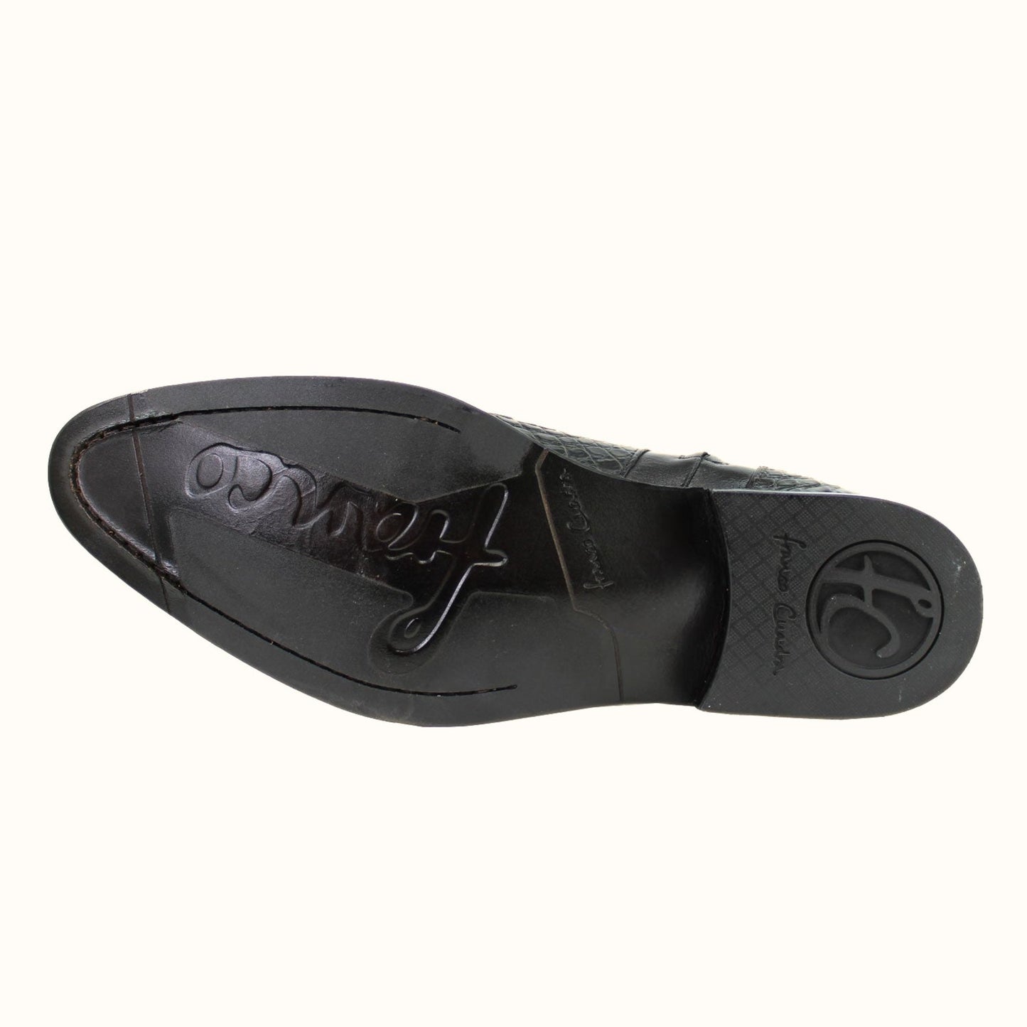 Cuadra caiman leather zipper round toe boot in black