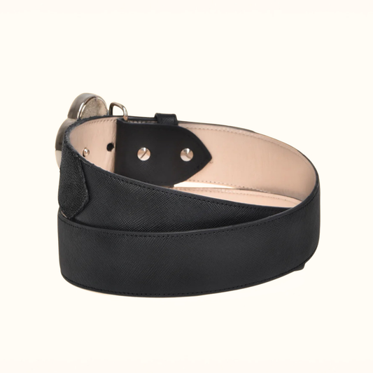 Cuadra genuine stingray leather women’s black belt with floral buckle