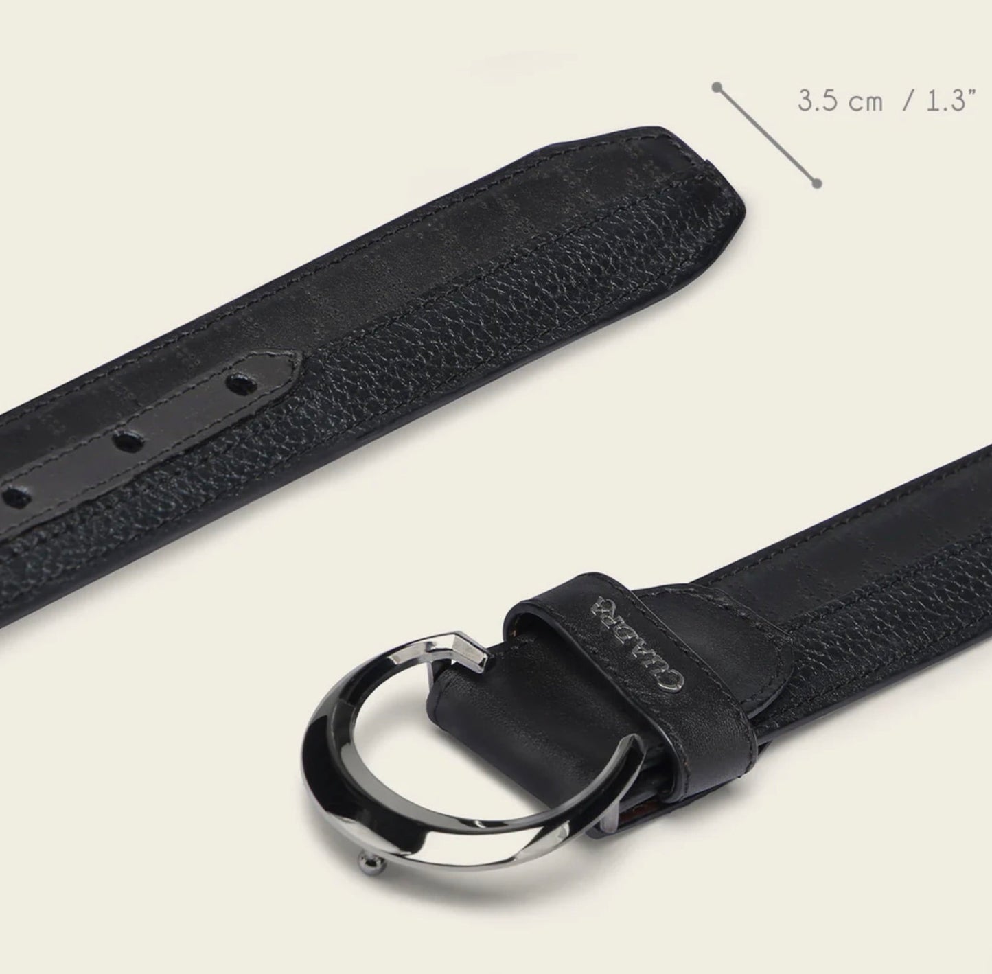 Grey Engraved Bovine Belt