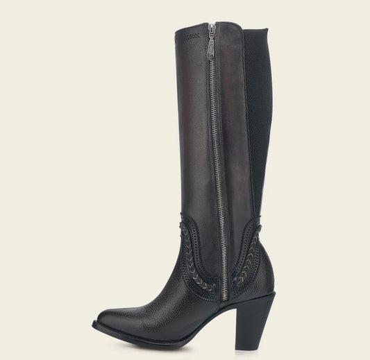 Cuadra Tall Elegant Bovine Boot side view in dark brown leather