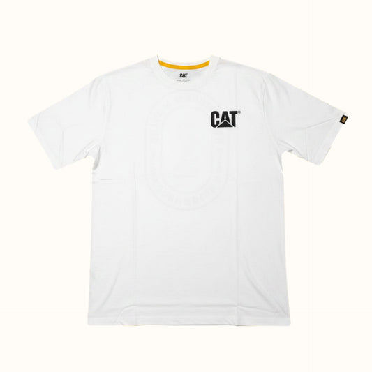 CAT Basic Graphic Wrench Vanilla Tee back view in white with small CAT logo detail