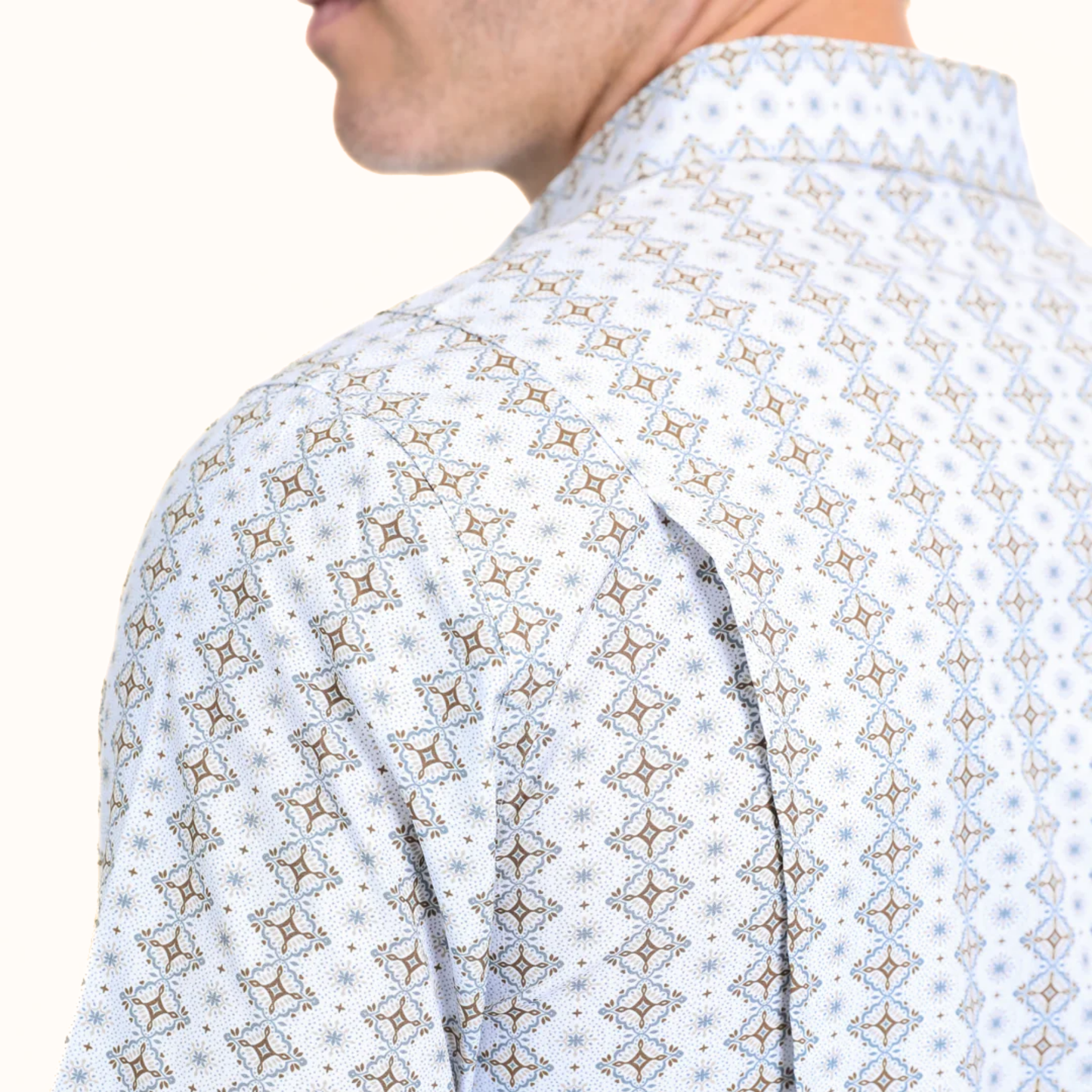 Close-up of fabric detail on Platini Performance Western Short Sleeve White Shirt