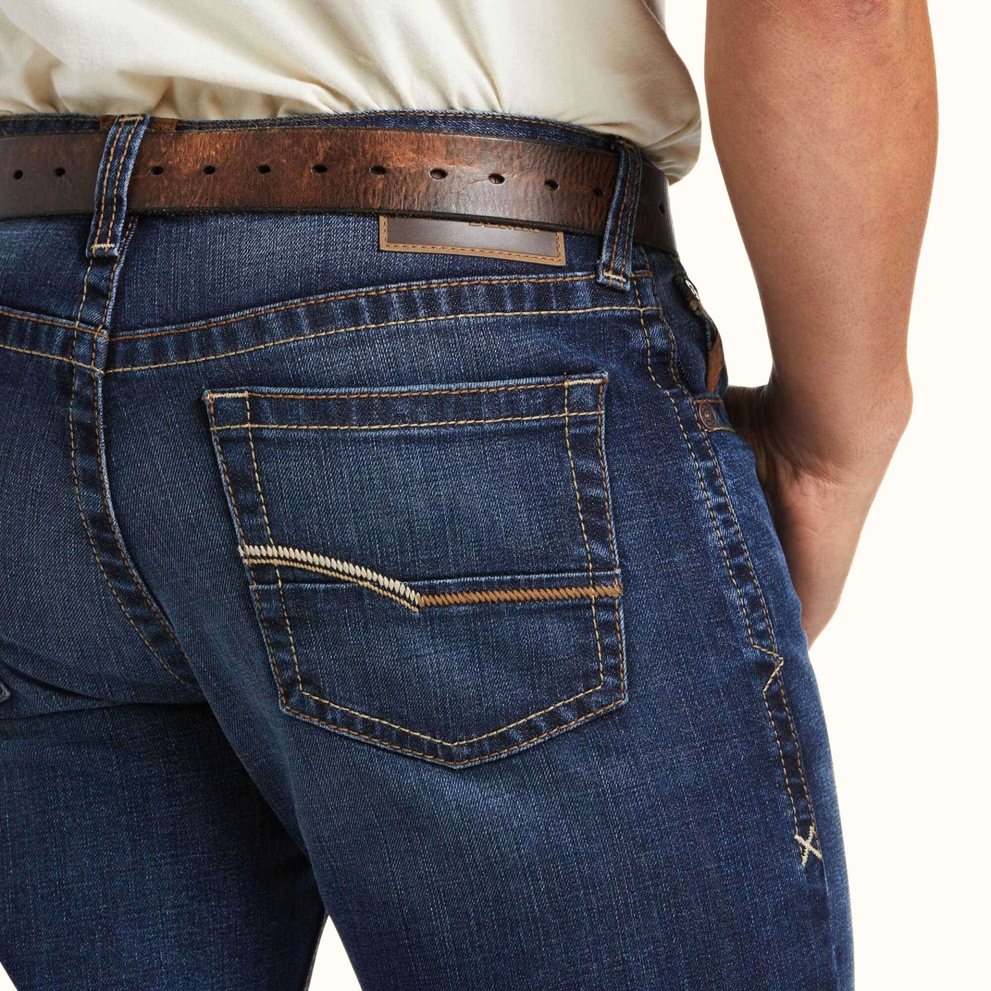 Ariat M1 Vintage Stretch Esteban Stackable Straight Leg Men’s Jeans back pocket detail