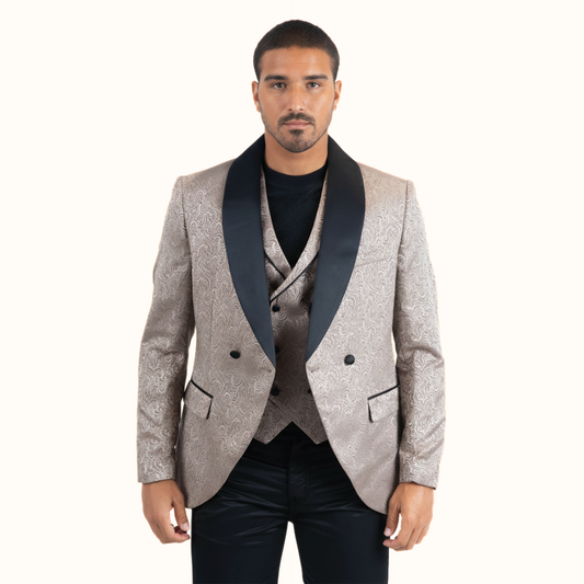 Platini patterned double-breasted suit front view