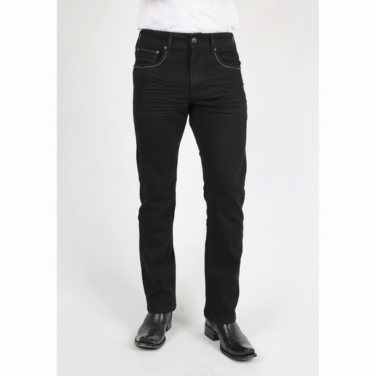 Platini Holt men’s black boot cut jeans full-length front view