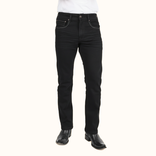 Platini Holt men’s black boot cut jeans full-length front view