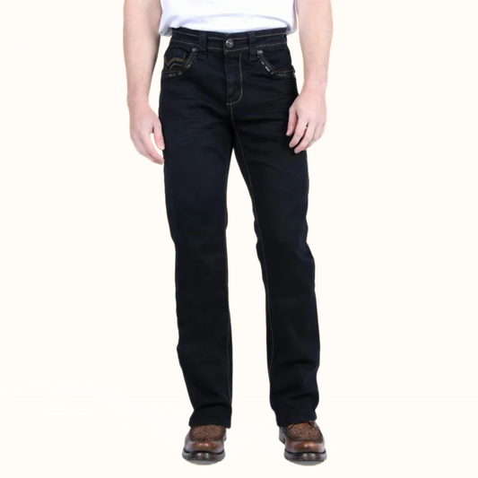 Platini Black boot cut jeans front view