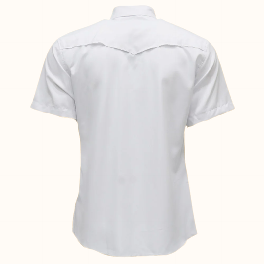 Hooey Sol Short Sleeve Pearl Snap Shirt back view in white