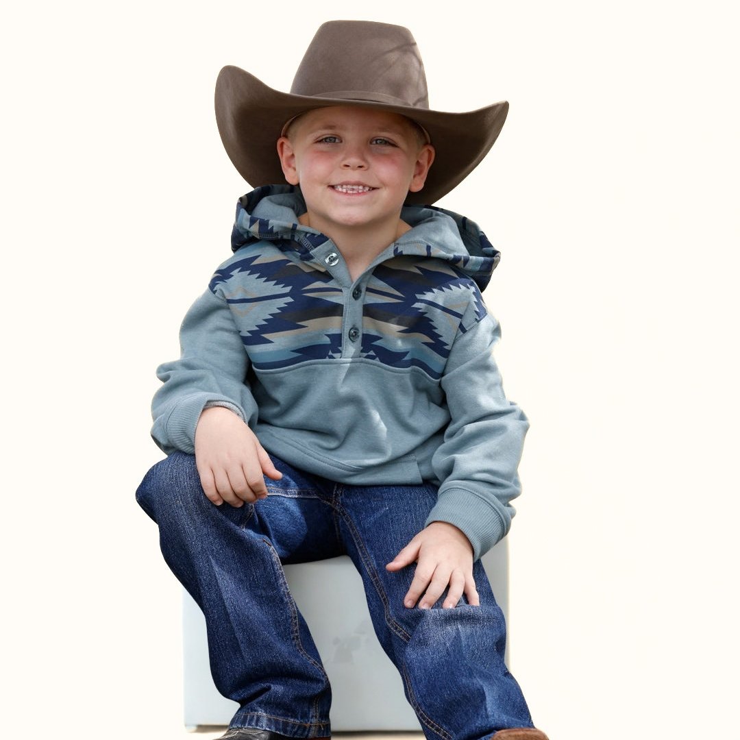 Cinch kids’ blue patterned pullover hoodie