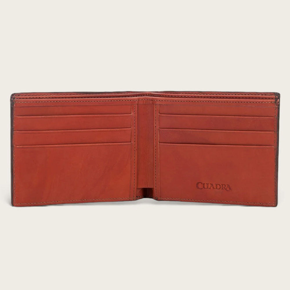Cuadra Brown Deer Leather Bifold Wallet open interior view