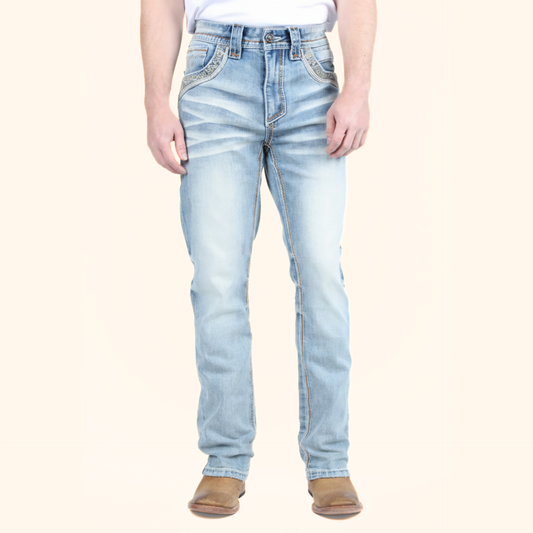 Platini Indigo boot cut jeans front view