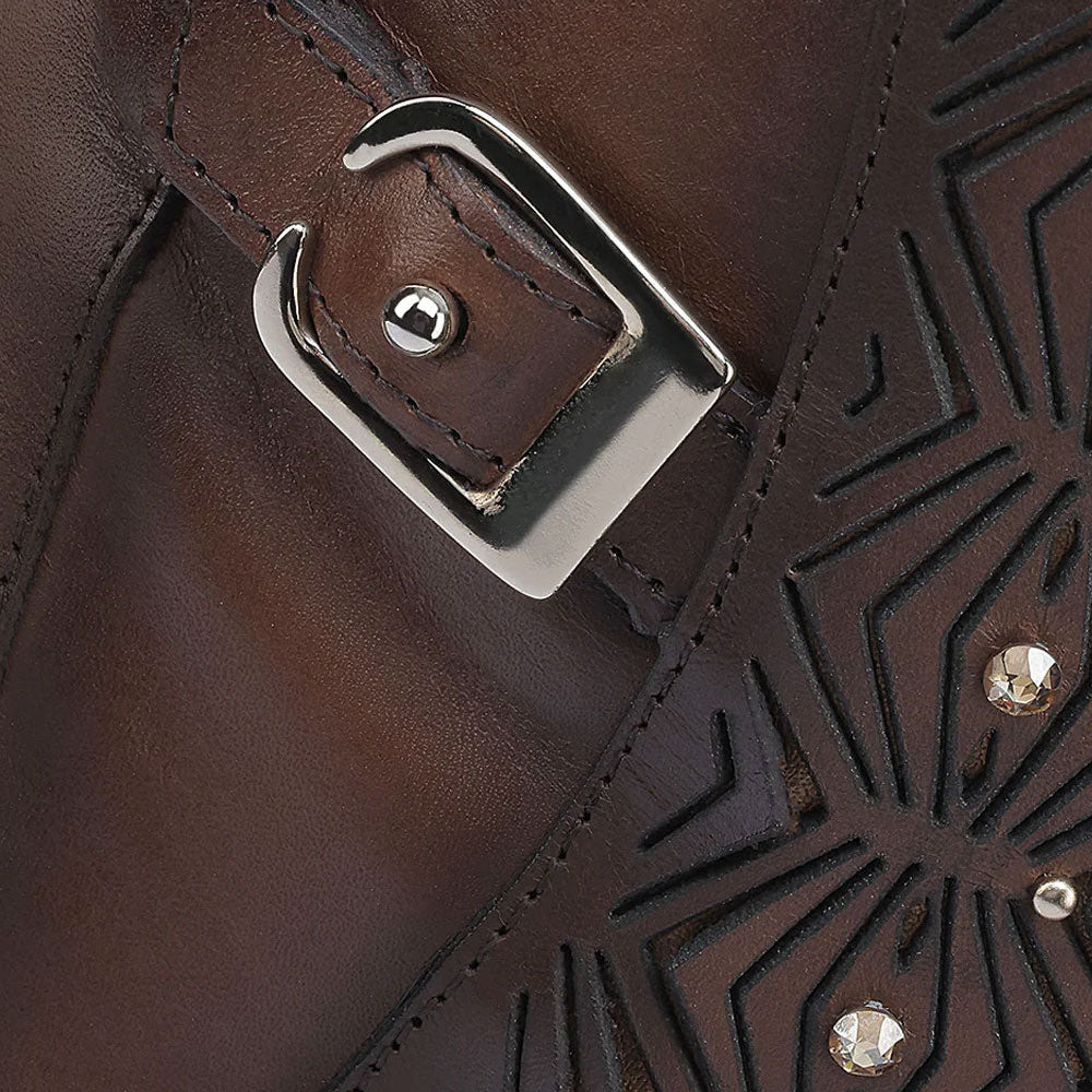Cuadra Women’s Artisan Brown Leather Ankle Bootie buckle detail