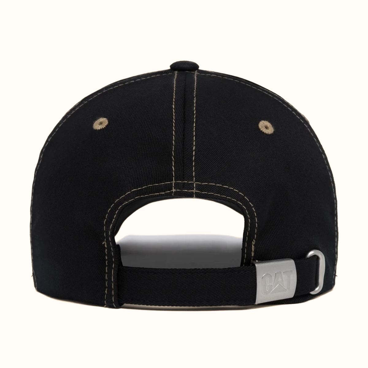 CAT Longhorn Flexfit 110 black cap adjustable back view