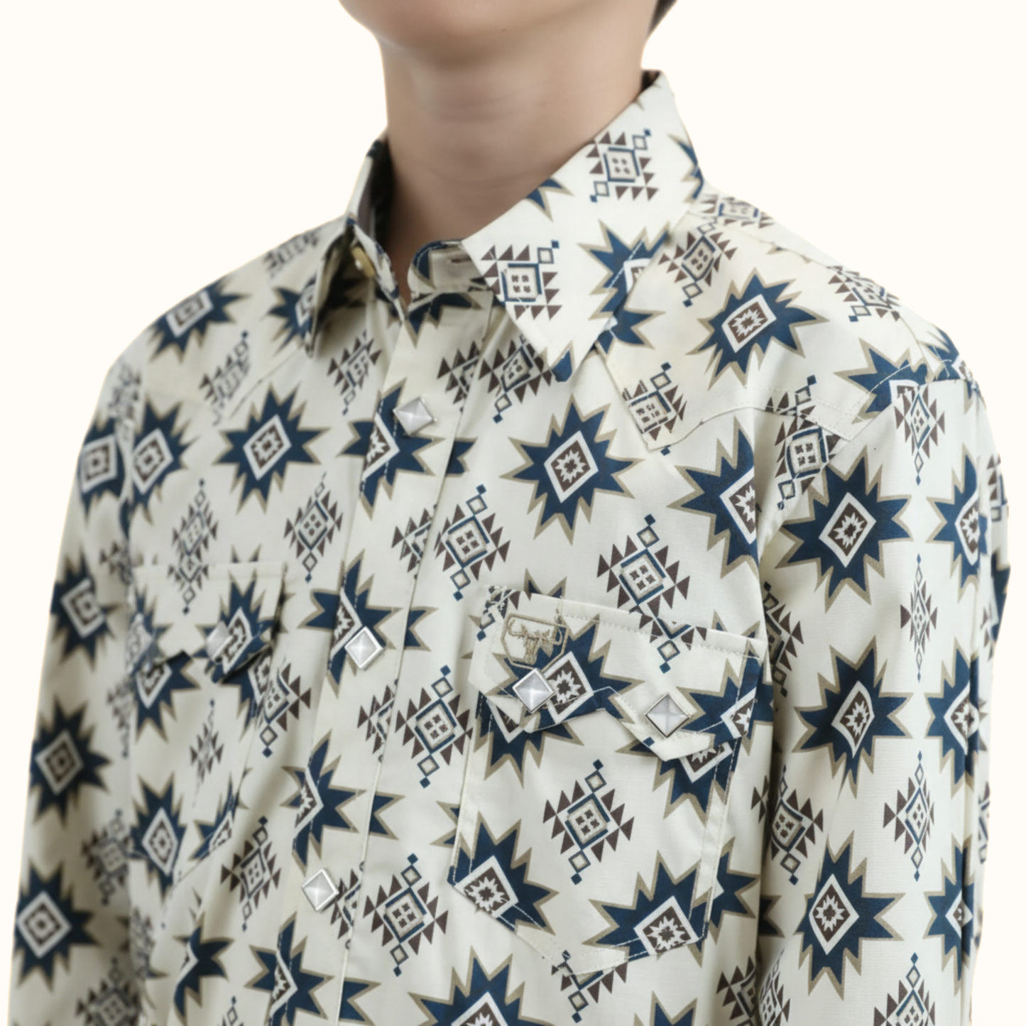 Platini Kid’s Modern Fit Long Sleeve Snap Shirt pattern detail