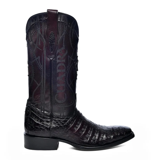 Black Cherry Caiman Embroidery & Laser & Woven French Toe