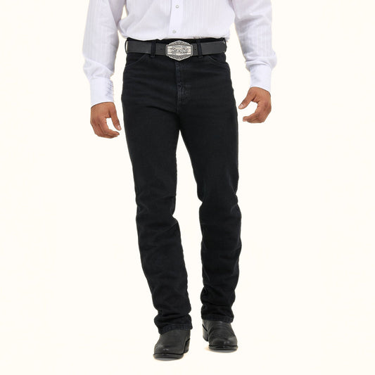 Front view of Wrangler Cowboy Cut Silver Edition Slim Fit Jeans in black