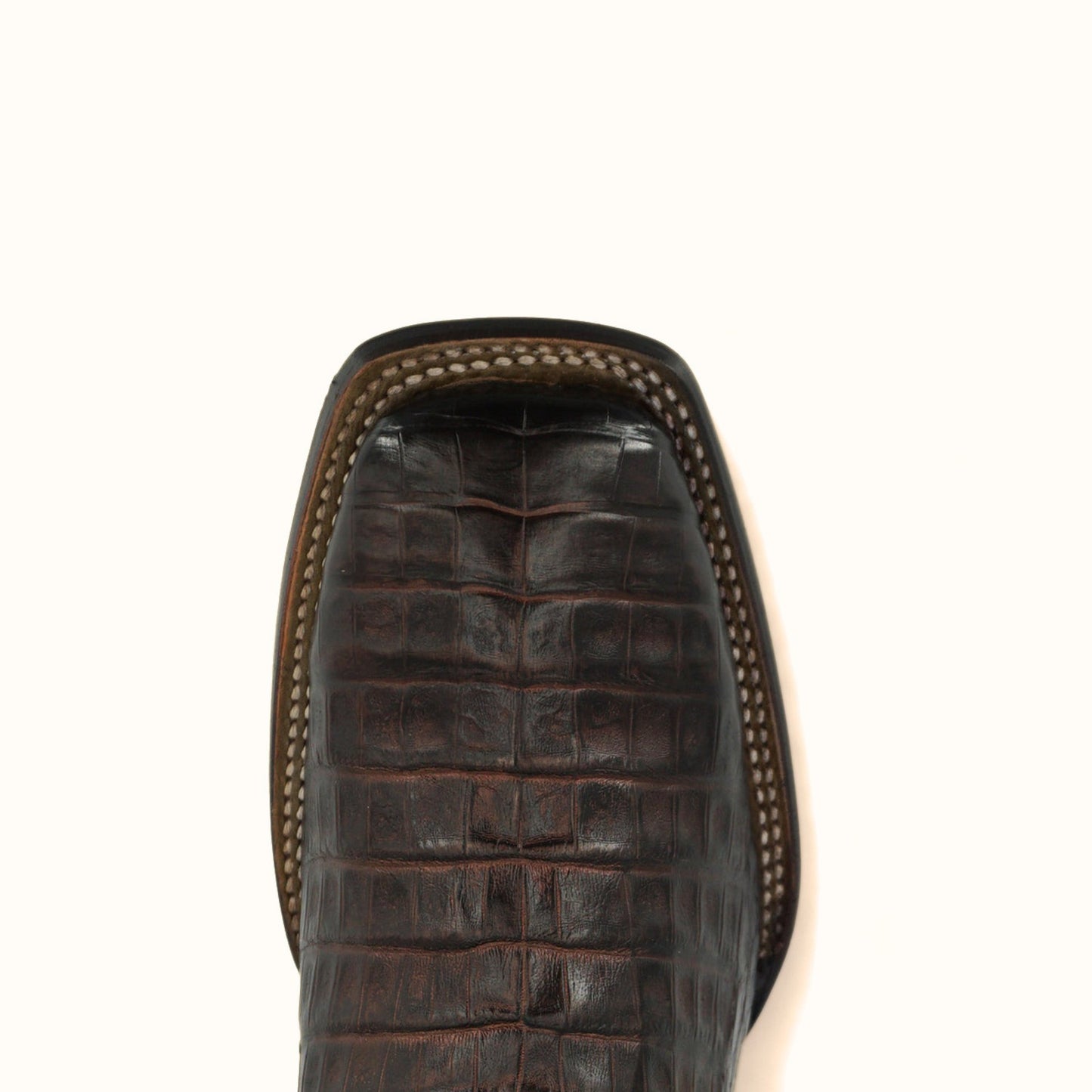 Cuadra Brown Caiman Square Toe Chelsea Boots toe view