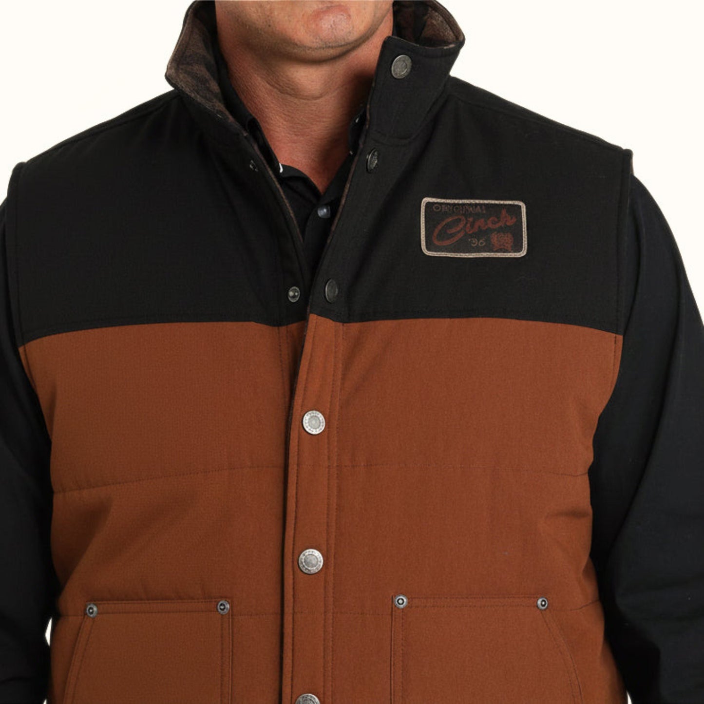 Cinch Men’s Reversible Brown Vest reverse front
