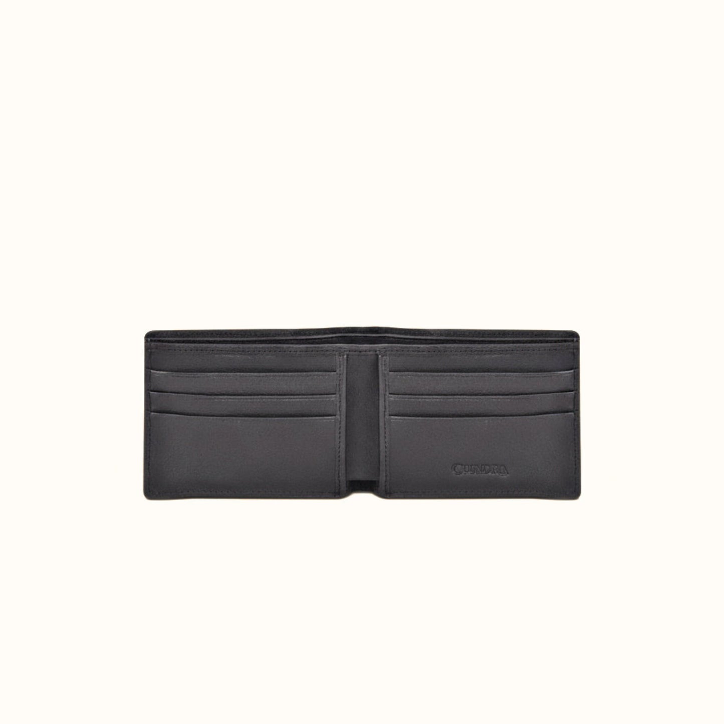 Cuadra Brown Genuine Shark Leather Bifold Wallet open interior view