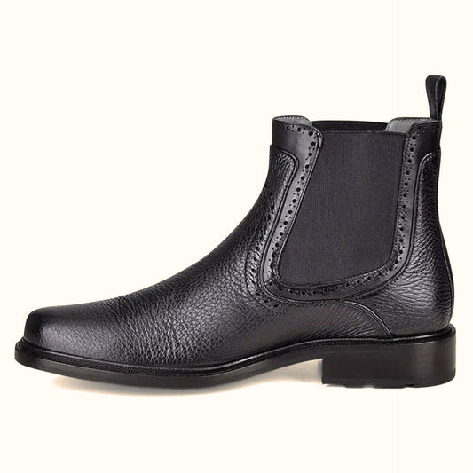Cuadra handcrafted black deer leather dress boots side view