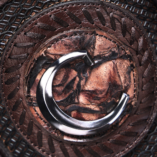 Luxury Honey Rodeo Boot In Genuine Poisson And Bovine Leather