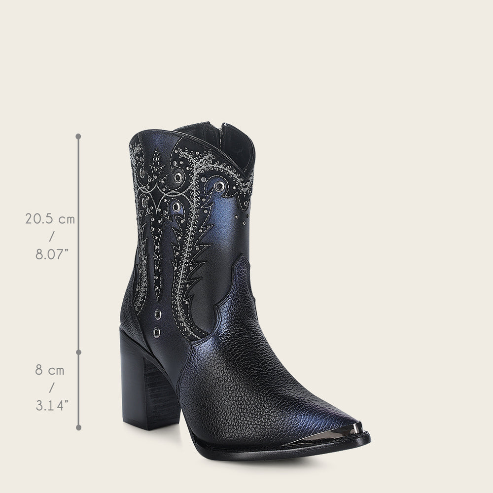 Botines negros de cuero para mujer